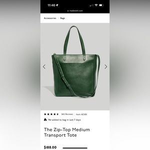 NWT MADEWELL zip top transport tote